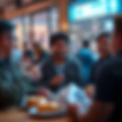 People engaging in a discussion about Ethereum and donuts in a casual setting