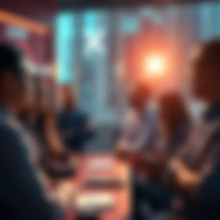 A group of people engaging in conversation about XRP and its future in cryptocurrency.