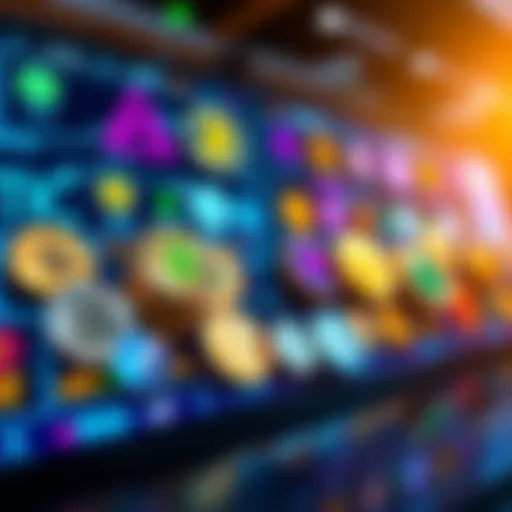 A variety of altcoin symbols displayed on a digital screen, representing investment options for 2025.