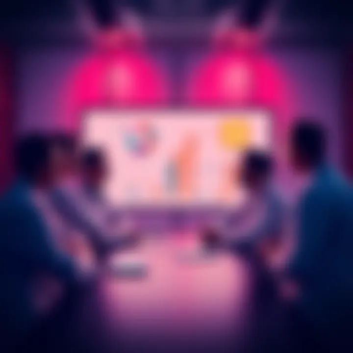 A group of doctors discussing Bitcoin investment in a conference room with graphs and charts on a screen