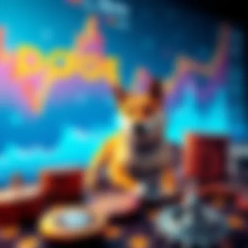Graphic showing price predictions for DOGE during UpTober with charts and crypto symbols