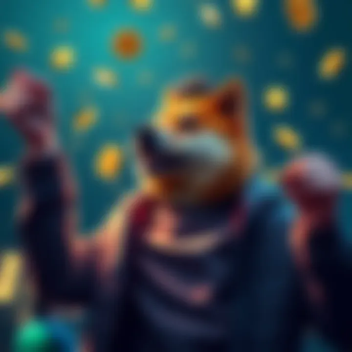 A person celebrating their Dogecoin investment increase, showing excitement and confidence in cryptocurrency profits.