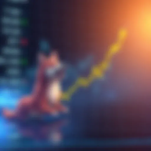 A graph showing Dogecoin prices rising sharply, indicating a potential surge in the cryptocurrency market.