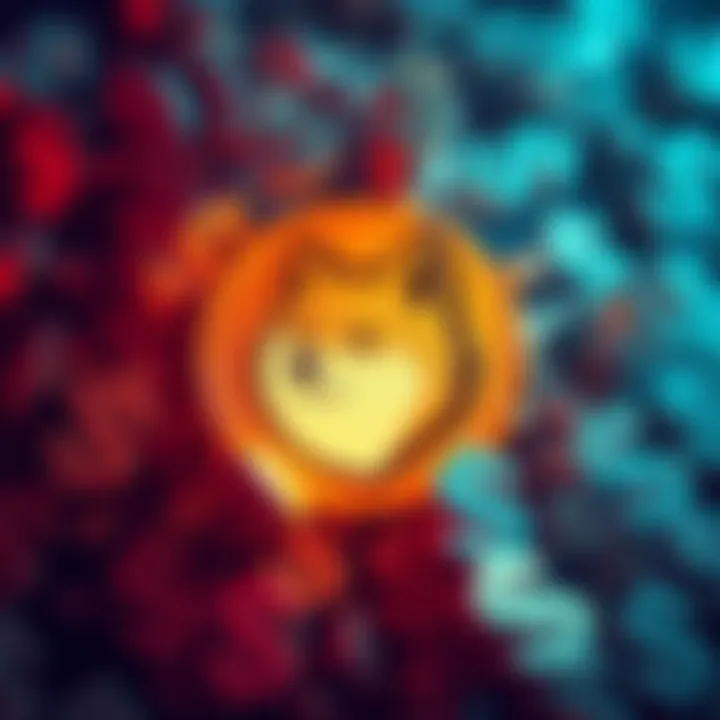 A graphic showing the Dogecoin logo surrounded by dollar signs, representing the potential rise in price