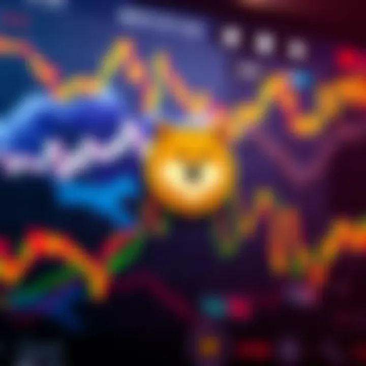 A graphic showing a rising Dogecoin price chart with a Dogecoin logo