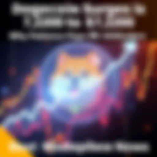The Dogecoin logo with a chart showing upward growth, symbolizing the surge to $7,200