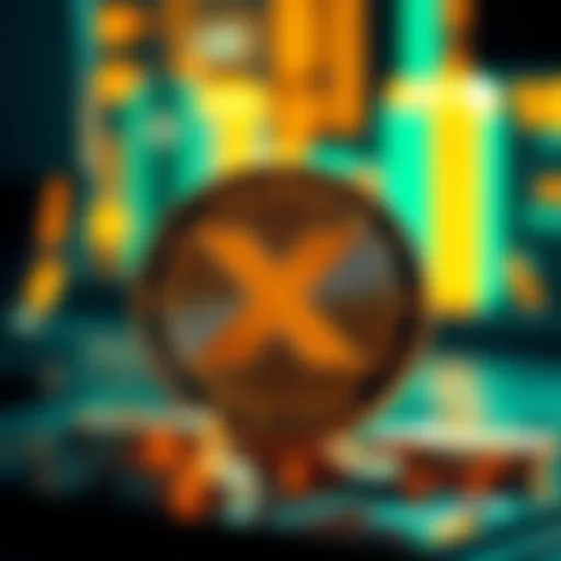 A visual representation of Dogecoin coins and X payments logo, symbolizing the integration of cryptocurrency in payment systems.