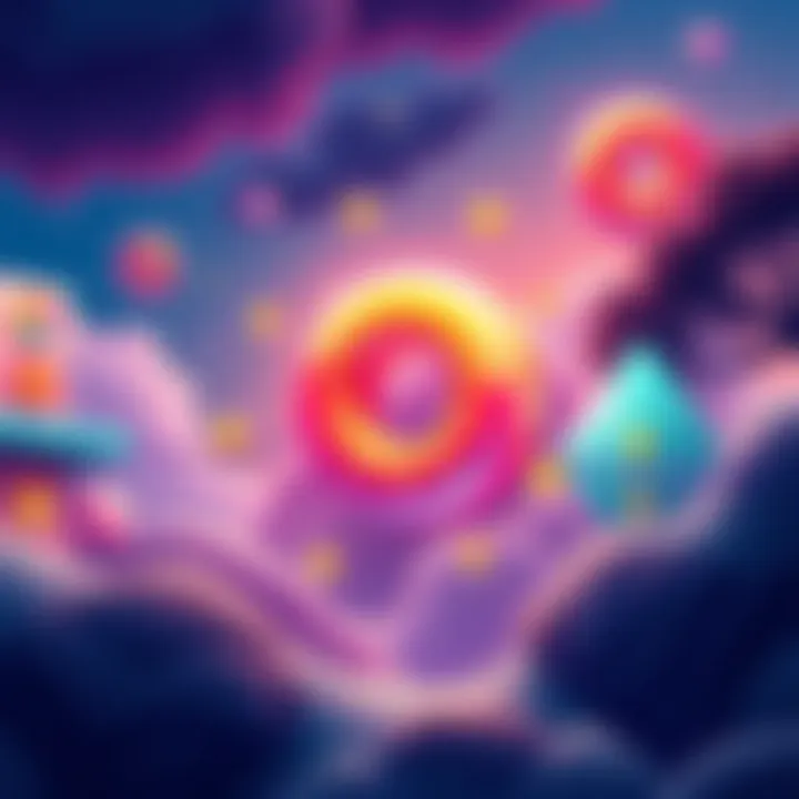 Illustration showing the DONUT logo, token minting process, and community engagement symbols