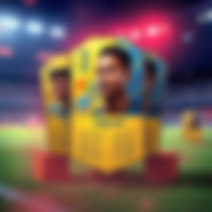 An illustration showing early access cards in Sorare with a focus on player values and potential price changes, featuring a prominent image of Mbappe's card.