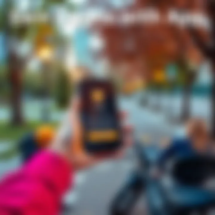A person using the XYO COIN app on their phone while walking in a park, showing a crypto reward notification