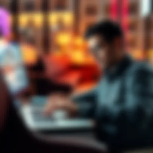 A person working on a laptop while calculating earnings in Atlas bucks for two hours of effort