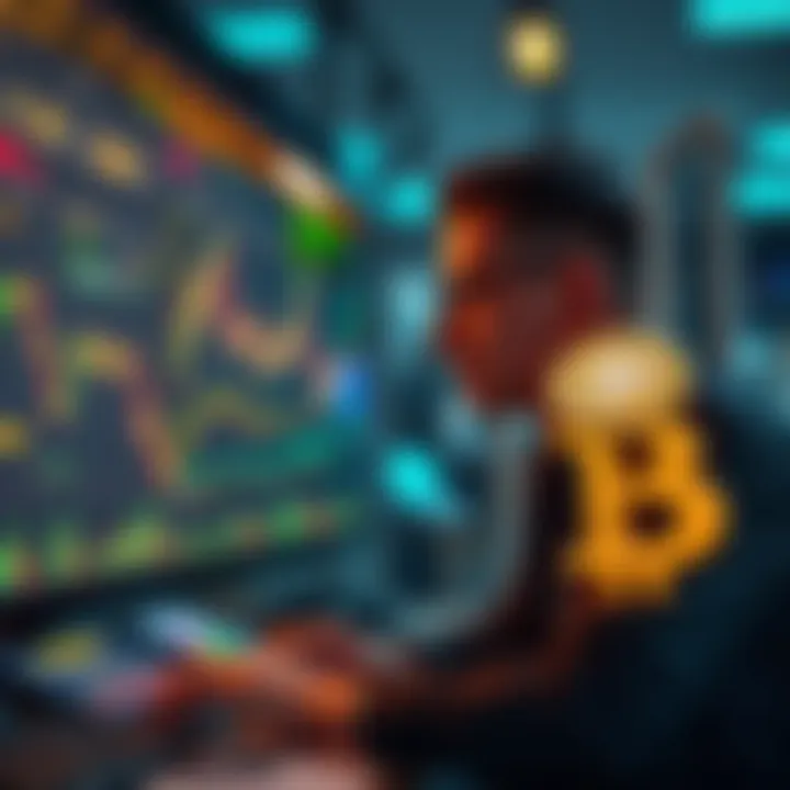 A person analyzing cryptocurrency charts and earning Bitcoin and USD through Stacks strategies