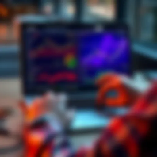 A person analyzing cryptocurrency investments with charts and graphs related to USDT and USDC on a laptop