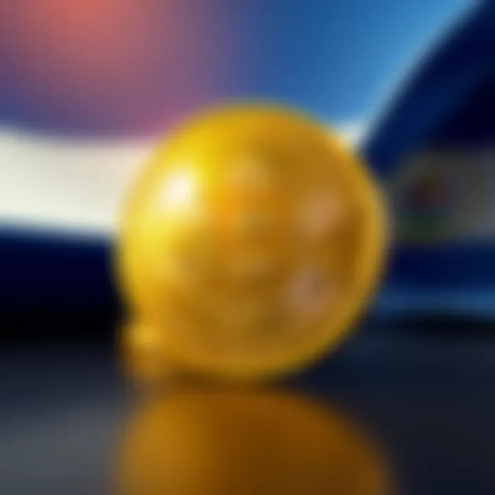 El Salvador's flag alongside a Bitcoin symbol representing its latest purchase for the strategic reserve.