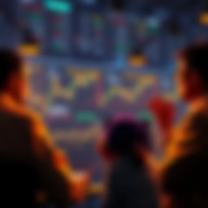 Group of ETH holders looking at price charts and discussing market trends for 2025
