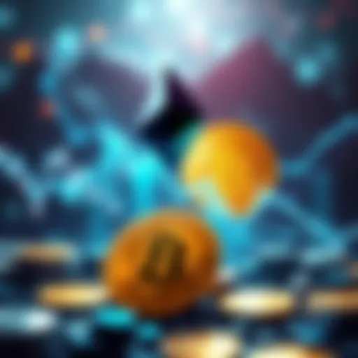 Visual representation of Ether's value rising above Bitcoin, symbolizing the predicted flippening with digital currency graphics.
