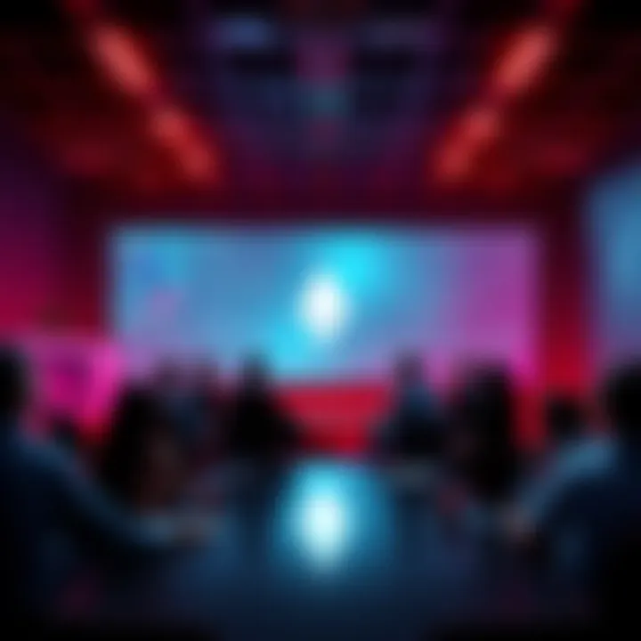 A group of people engaging in a discussion about Ethereum with charts and graphs in the background.