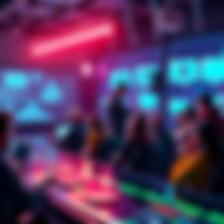 A vibrant digital forum where people share thoughts on Ethereum, featuring icons of Ethereum coins and chat bubbles.