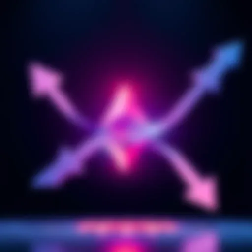 Ethereum logo surrounded by arrows pointing upwards, representing growth and future potential in cryptocurrency
