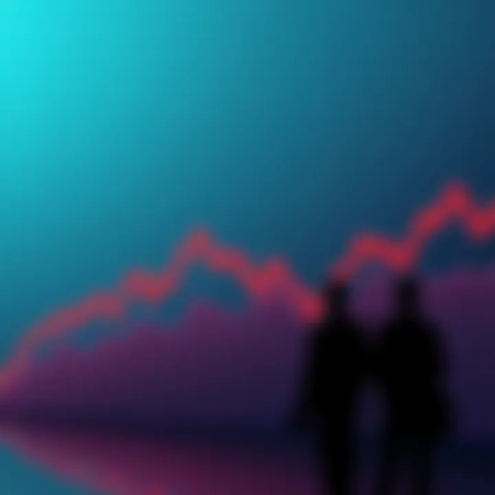 A graph shows a decline in Ethereum's price, with arrows pointing down. In the background, silhouettes of institutional investors appear to buy. Retail investors look worried.