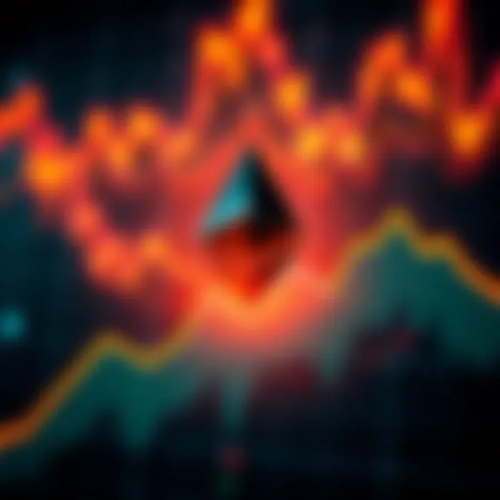 Graph showing Ethereum's price nearing an all-time high with upward trend