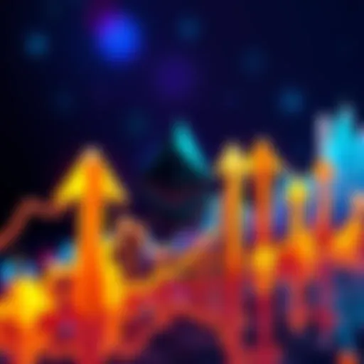 Chart showing Ethereum's price increase with arrows pointing upwards, symbolizing growth and market interest.