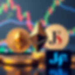 Logos of Ethereum, Goldman Sachs, and JPMorgan Chase with a financial graph in the background