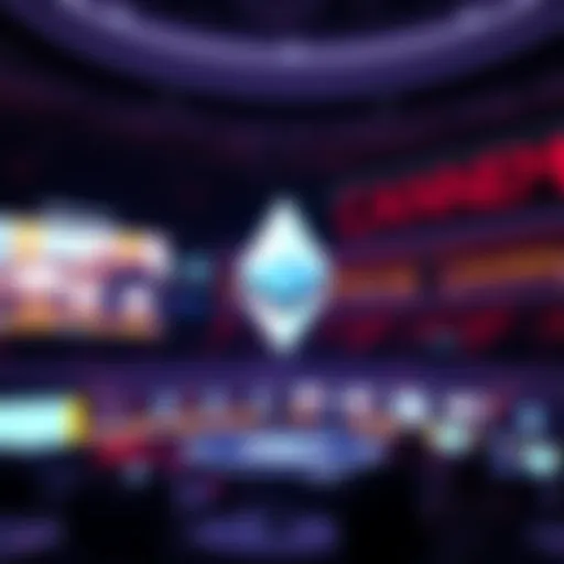 Ethereum logo displayed at Cannes event, symbolizing its impact on Wall Street and finance.