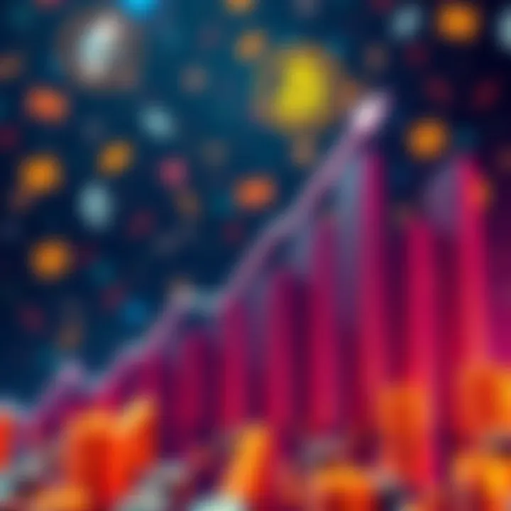 A graph showing the rise of Ethereum ETFs surpassing $4 billion in assets, with ascending bars and cryptocurrency symbols in the background.