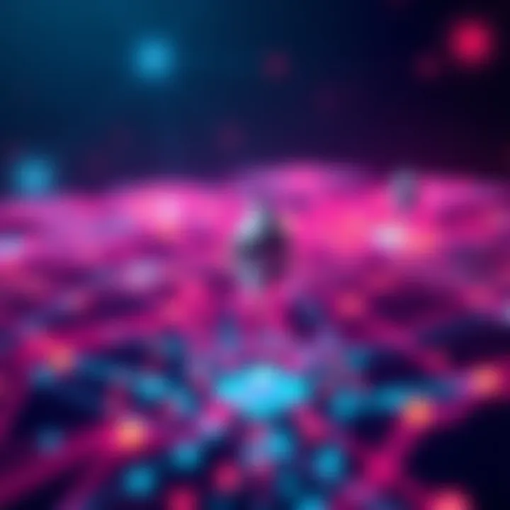 A digital representation of Ethereum as a central ledger, connecting various transactions and financial systems around the world.