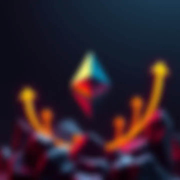Ethereum logo with upward arrows representing growth and enterprise adoption