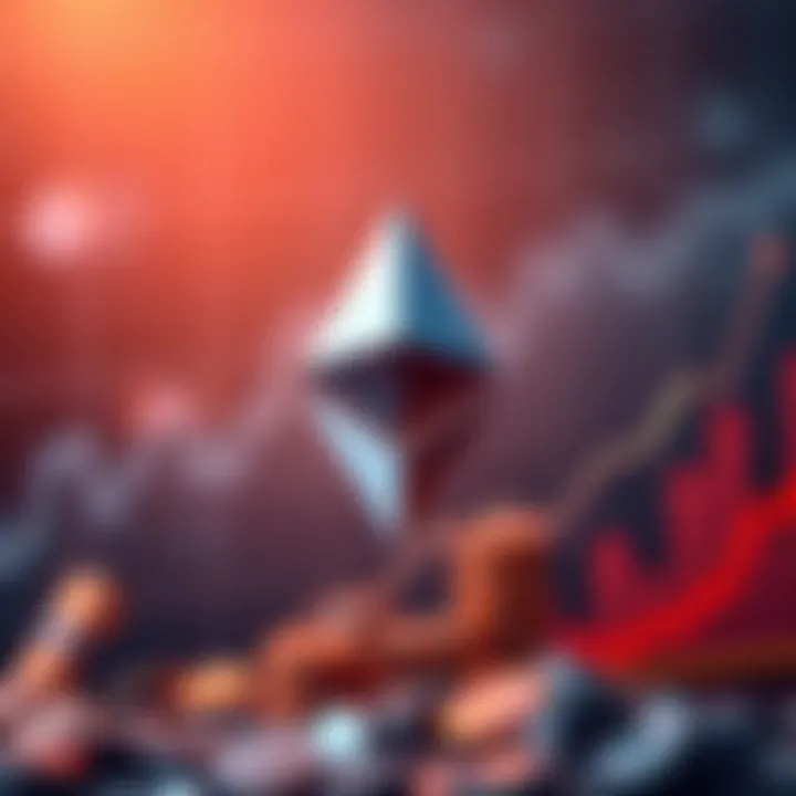 A digital representation of Ethereum's logo with upward trending graphs, symbolizing potential growth and investment strategy.