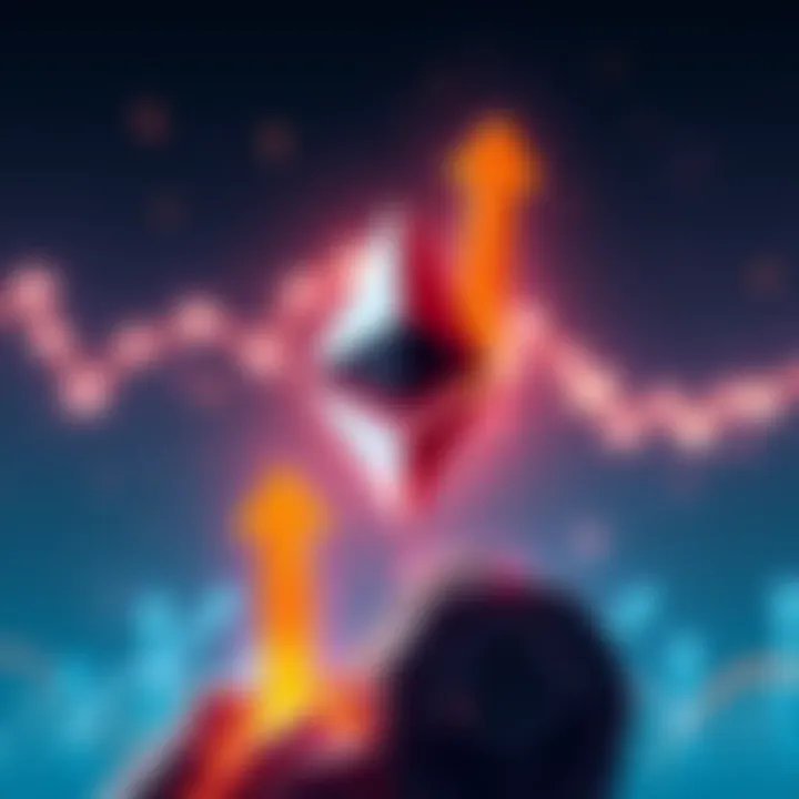 Illustration of Ethereum logo with upward arrows symbolizing growth and progress amid challenges.