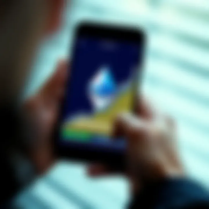 A person holding a smartphone displaying Ethereum's logo with a graph showing growth in cryptocurrency markets.