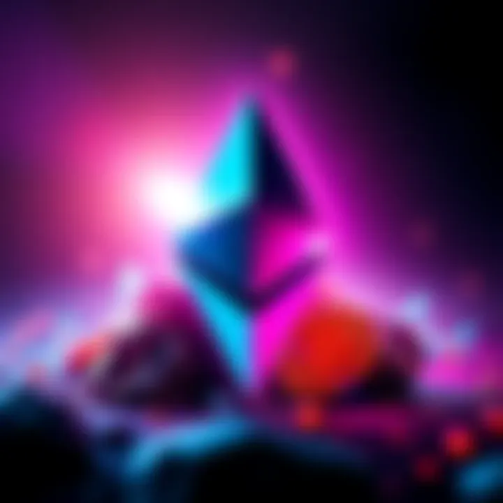 An illustration showing the Ethereum logo merging with the Kaspa symbol, representing a potential upgrade to a layer 2 solution.