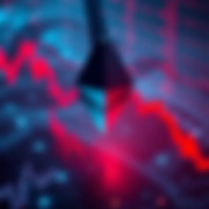 A graph showing Ethereum's price trend declining below $5,000 with a red downward arrow