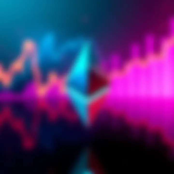 An Ethereum logo with a background showing a growing line graph symbolizing the rise in cryptocurrency values and altcoin growth.