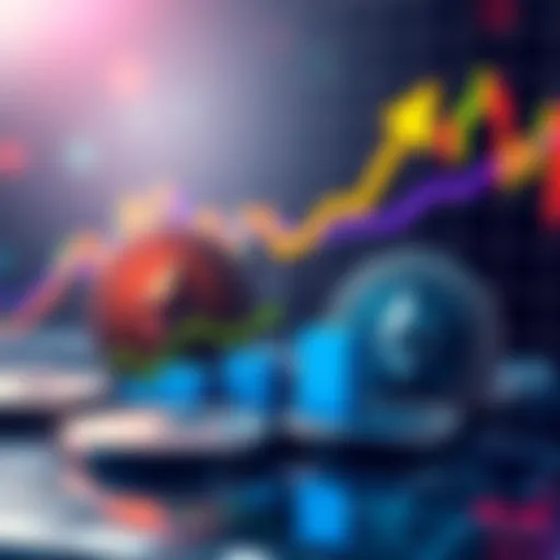 A graphic showing Ethereum coins with upward arrows and a financial chart, representing potential price increase due to staking ETFs.
