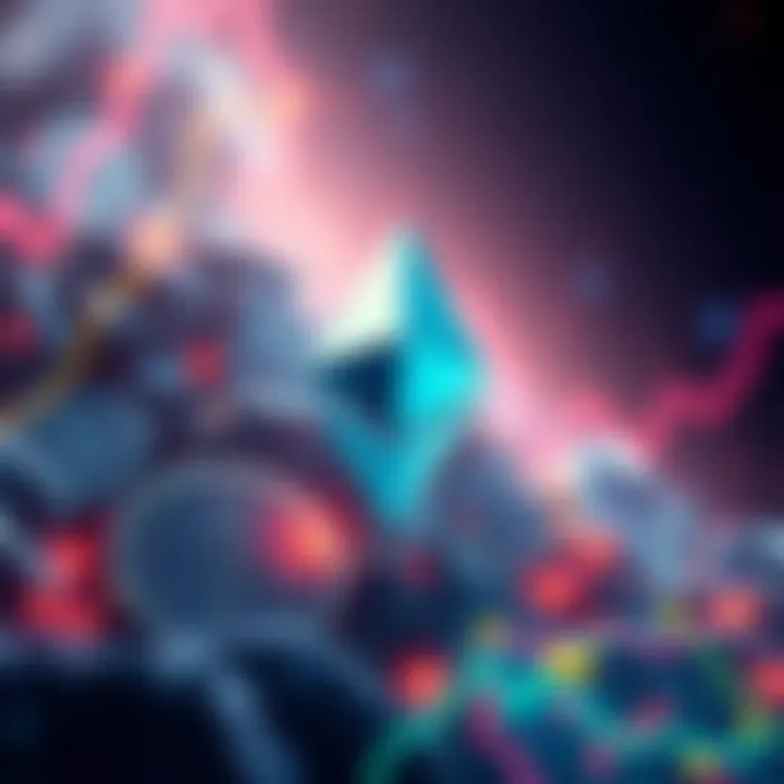 Visual representation of Ethereum supply being staked, showing blockchain elements and financial growth
