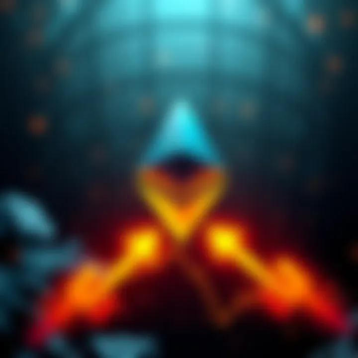 The Ethereum logo with arrows indicating growth, symbolizing its new all-time high in value due to Vitalik's influence.