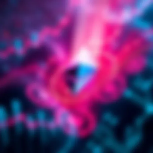 A visual representation of Ethereum's transaction growth with digital graphics symbolizing the surge in blockchain activity.