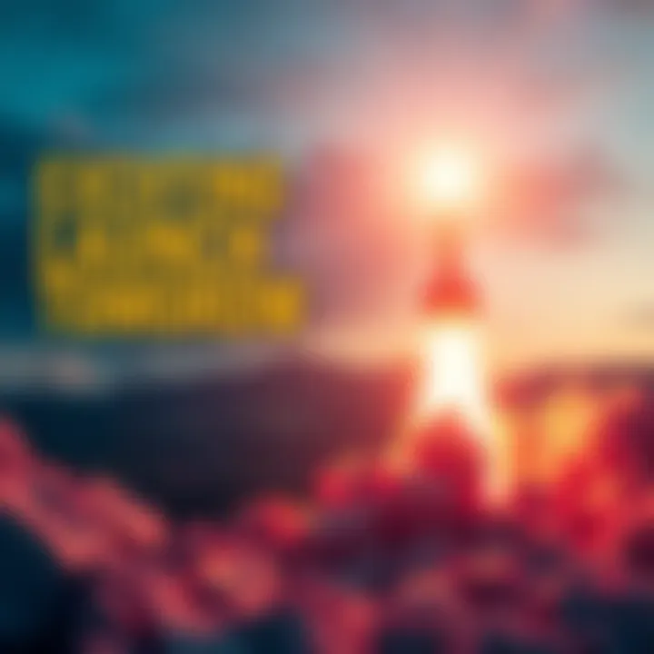 A vibrant graphic showing a rocket launching into the sky, symbolizing excitement and new opportunities.