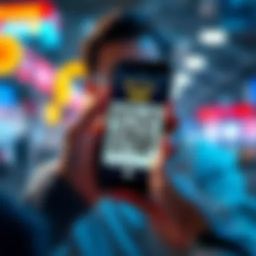 Person holding a smartphone displaying a QR code for a Bitcoin transfer, looking confused and frustrated