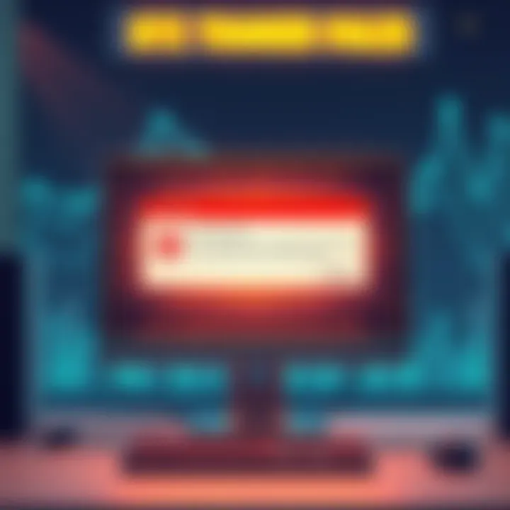 Illustration of a computer screen showing an error message during a Bitcoin transfer attempt