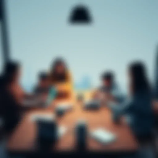 A family sitting around a table with laptops and papers, discussing cryptocurrency tax options together.