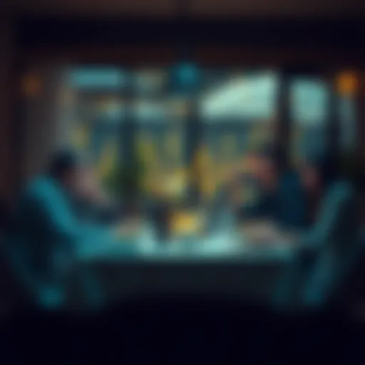 A family sitting together at a dinner table, looking curious and engaged while asking questions, reflecting on the past years since 2017.