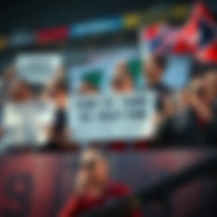 Group of soccer fans showing signs and banners about lack of media coverage for Europa League matches.