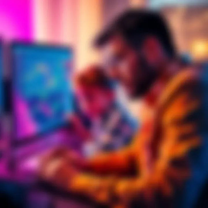 A worried son looking over his father's shoulder as they review a computer screen showing a trading platform with withdrawal issues