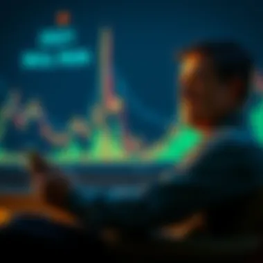 A father sits alone, looking at his phone with a sad expression, thinking about his past Bitcoin sale, with a chart showing rising Bitcoin prices in the background.