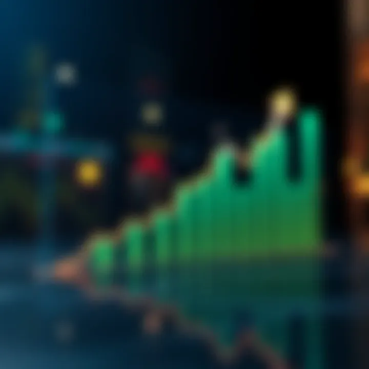 A graph illustrating a potential tenfold increase in financial value over time, with upward arrows symbolizing growth and optimism.